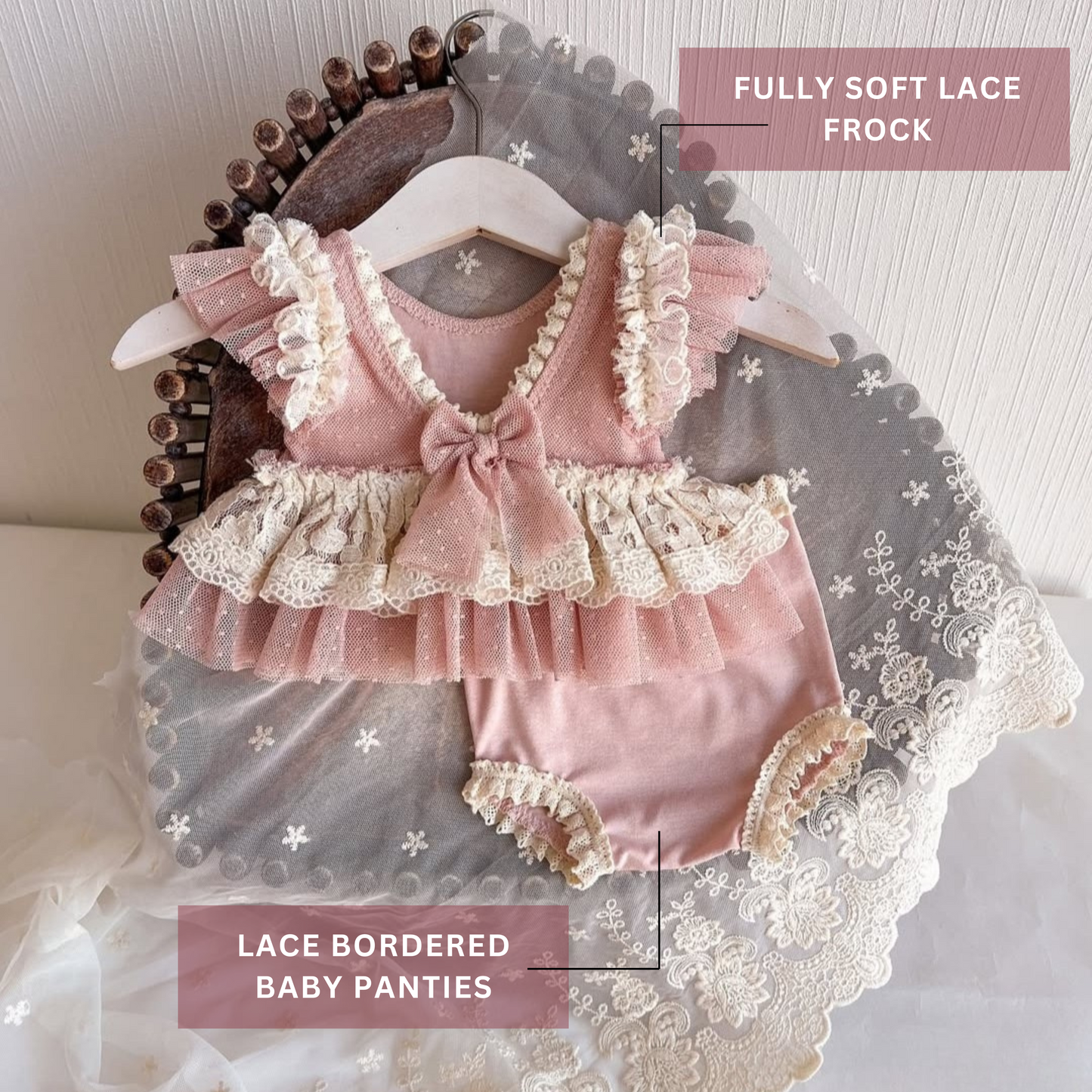Newborn Rose Pink Royal Queen Frock Set