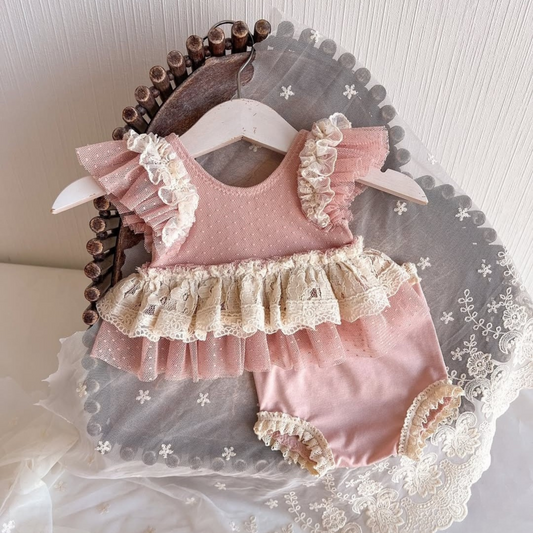 Newborn Rose Pink Royal Queen Frock Set